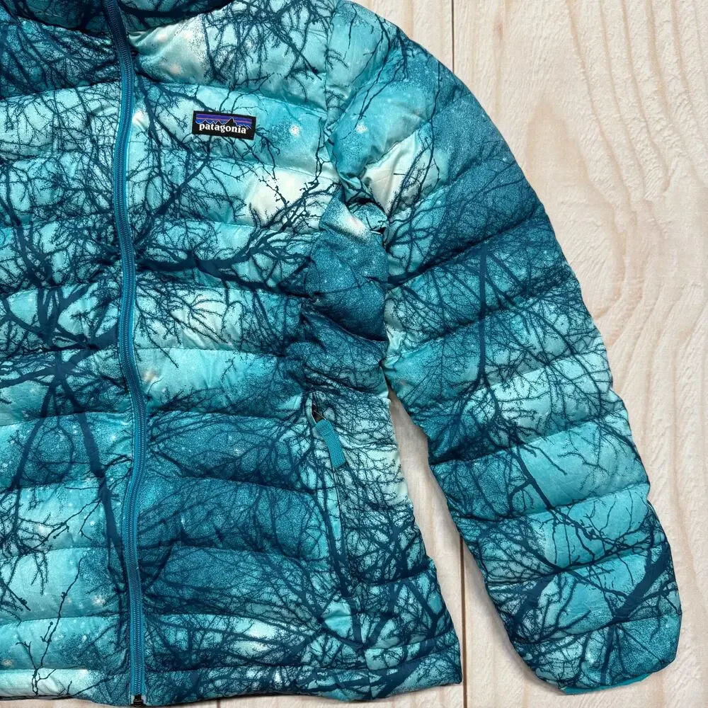 Patagonia Girls Duck Down 600 Fill Sweater Puffer Jacket Size M 10 Teal Tree - Picture 5 of 10